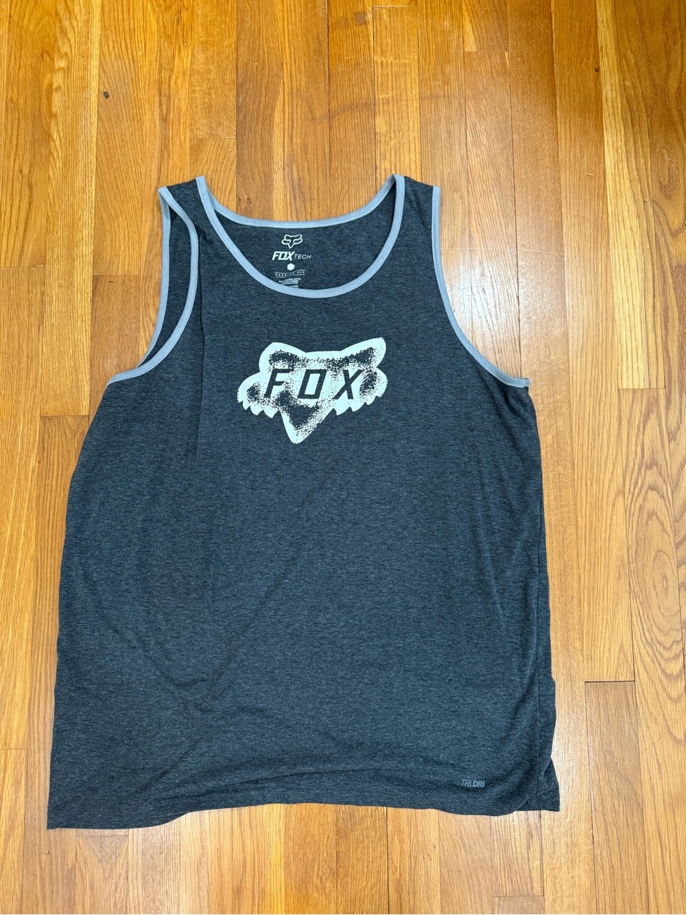 Fox Dark Charcoal Tank Top with Light Gray Trim